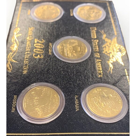 2003 United States | State Quarter Collection "24 KT Gold Plated" Set of 5 - Picture 3 of 3